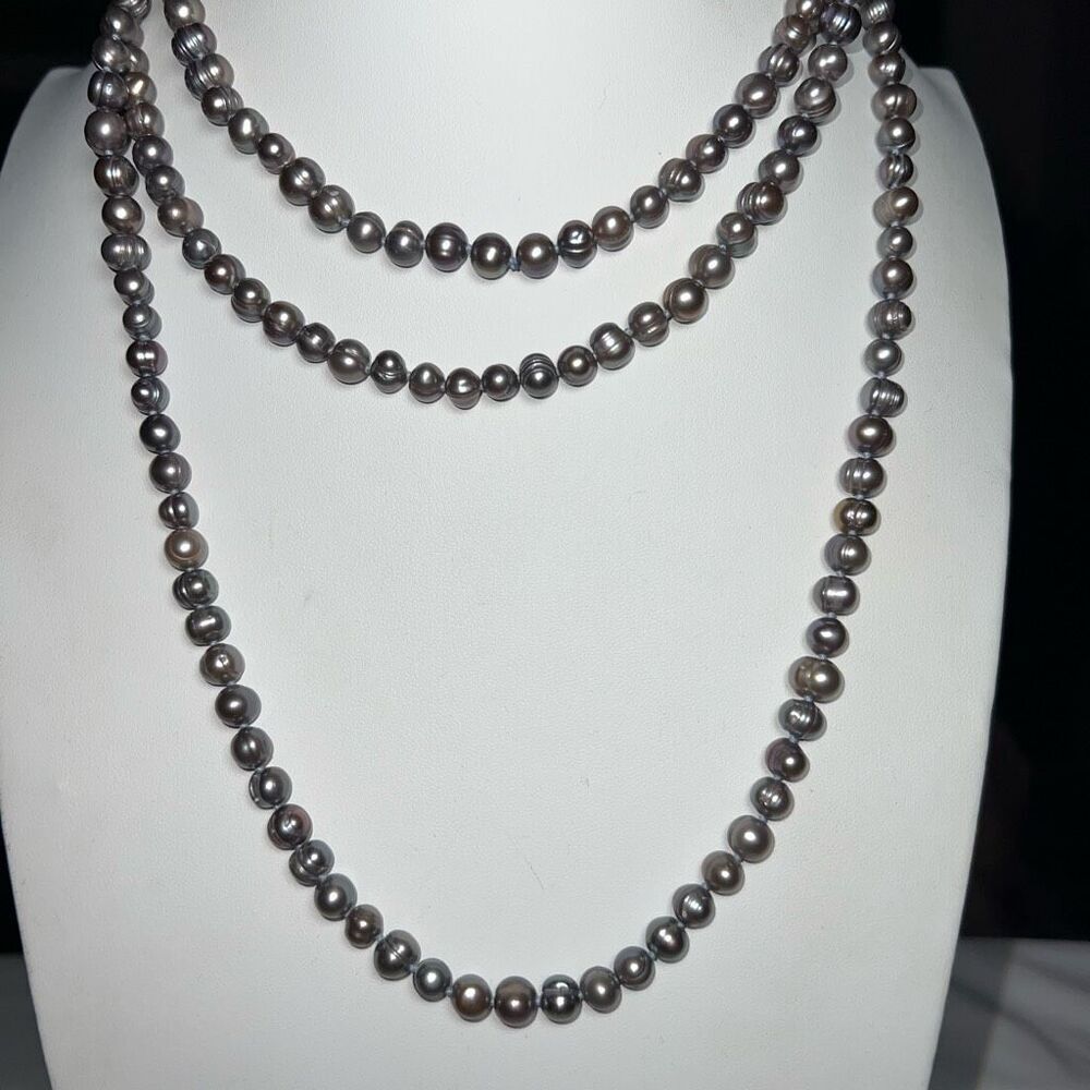 Unbranded Gray Freshwater Cultured Pearl Necklace 60” Endless Strand